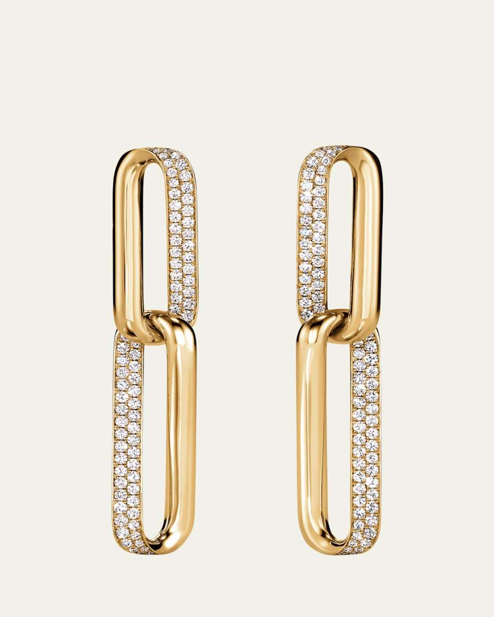18K Yellow Gold Inside Out Diamond Drop Earrings, Small